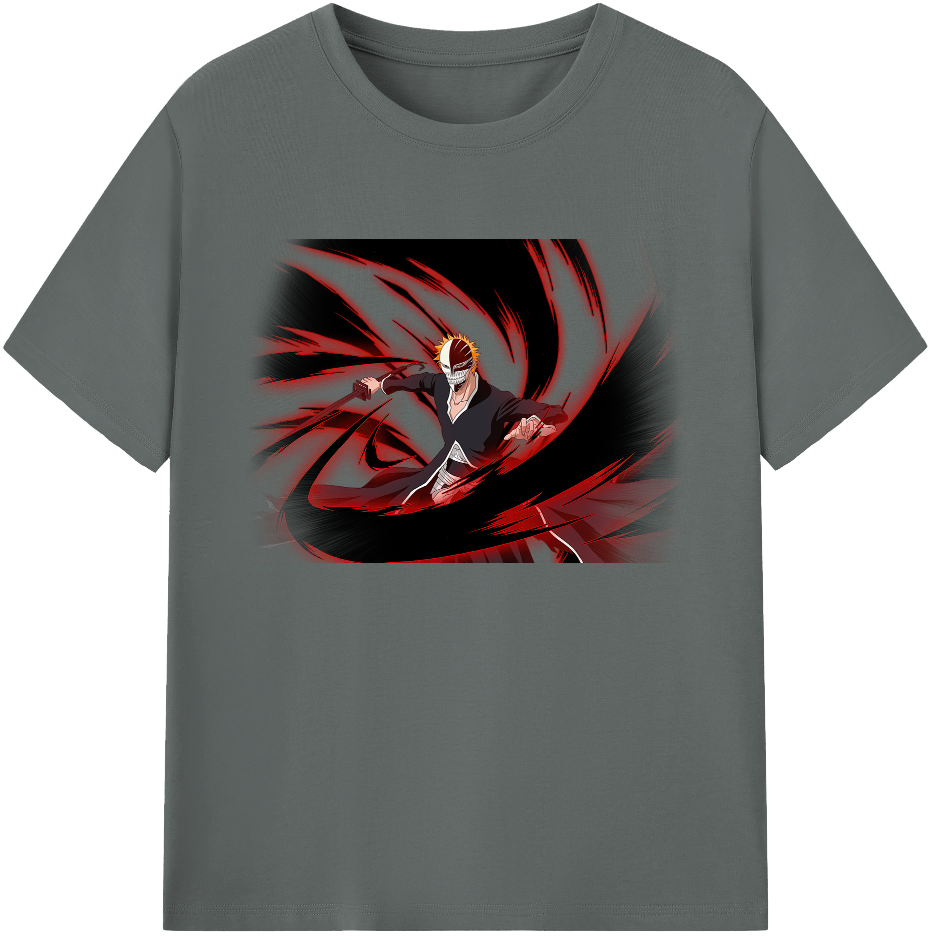 （画像用） ブリーチ 黒崎一護（くろさき いちご）BLEACH Kurosaki Ichigo 綿100％ メンズ半袖Tシャツ｜肌触りやわらか＆通気性